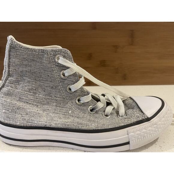 Converse All Star Gray Sparkle Hi Top Sneakers Size 5 - Picture 5 of 13